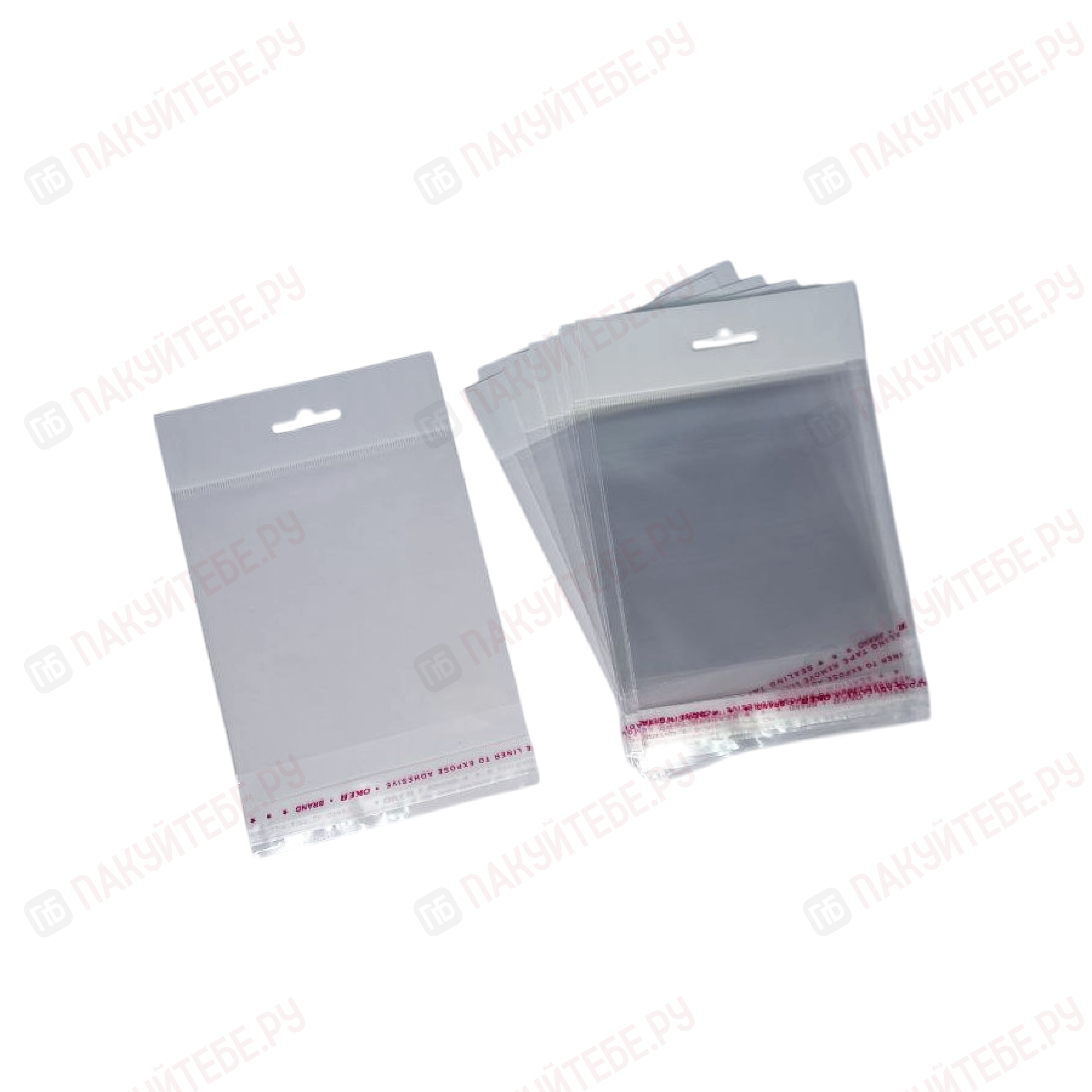 Пакет БОПП с европодвесом, ПП (25мкм), 30+100х100+30мм