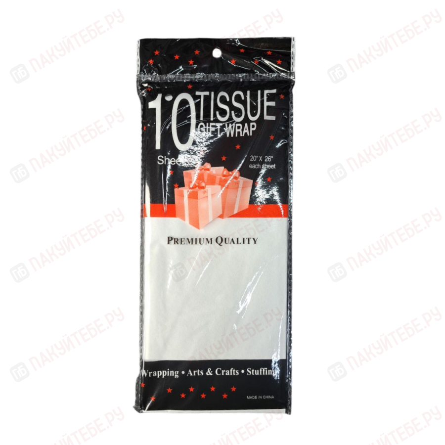 Бумага тишью 50х66см (10 листов) SF-914, белый №045