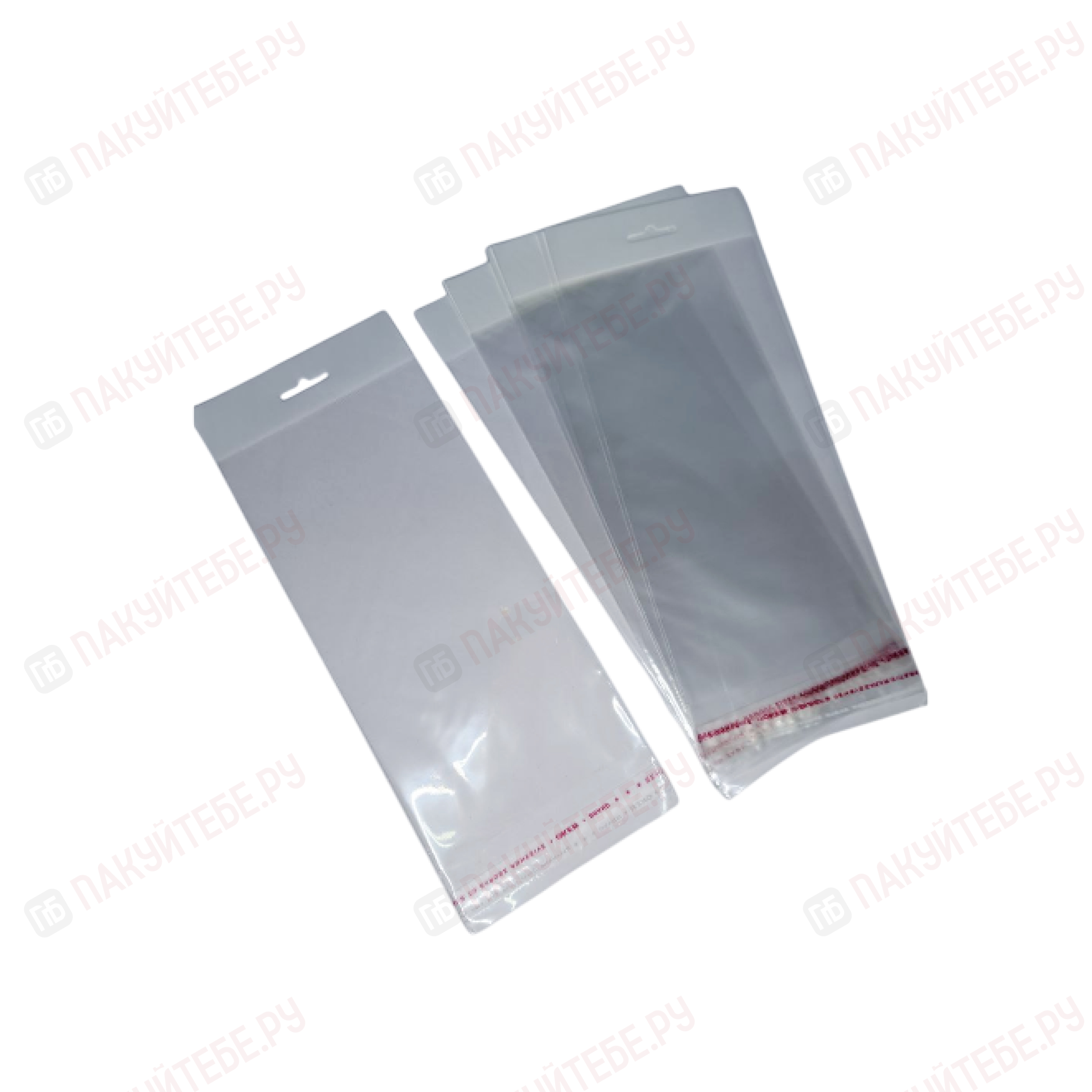 Пакет БОПП с европодвесом, ПП (25мкм), 30+100х200+30мм