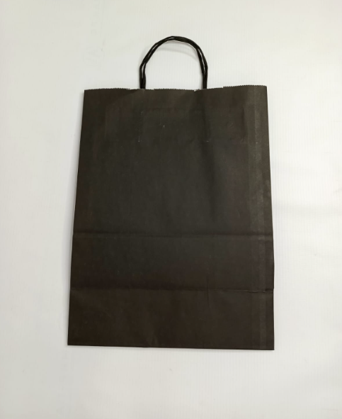 Пакет бумажный, черный, с кручеными ручками, 260х150х350 (80гр/м2)