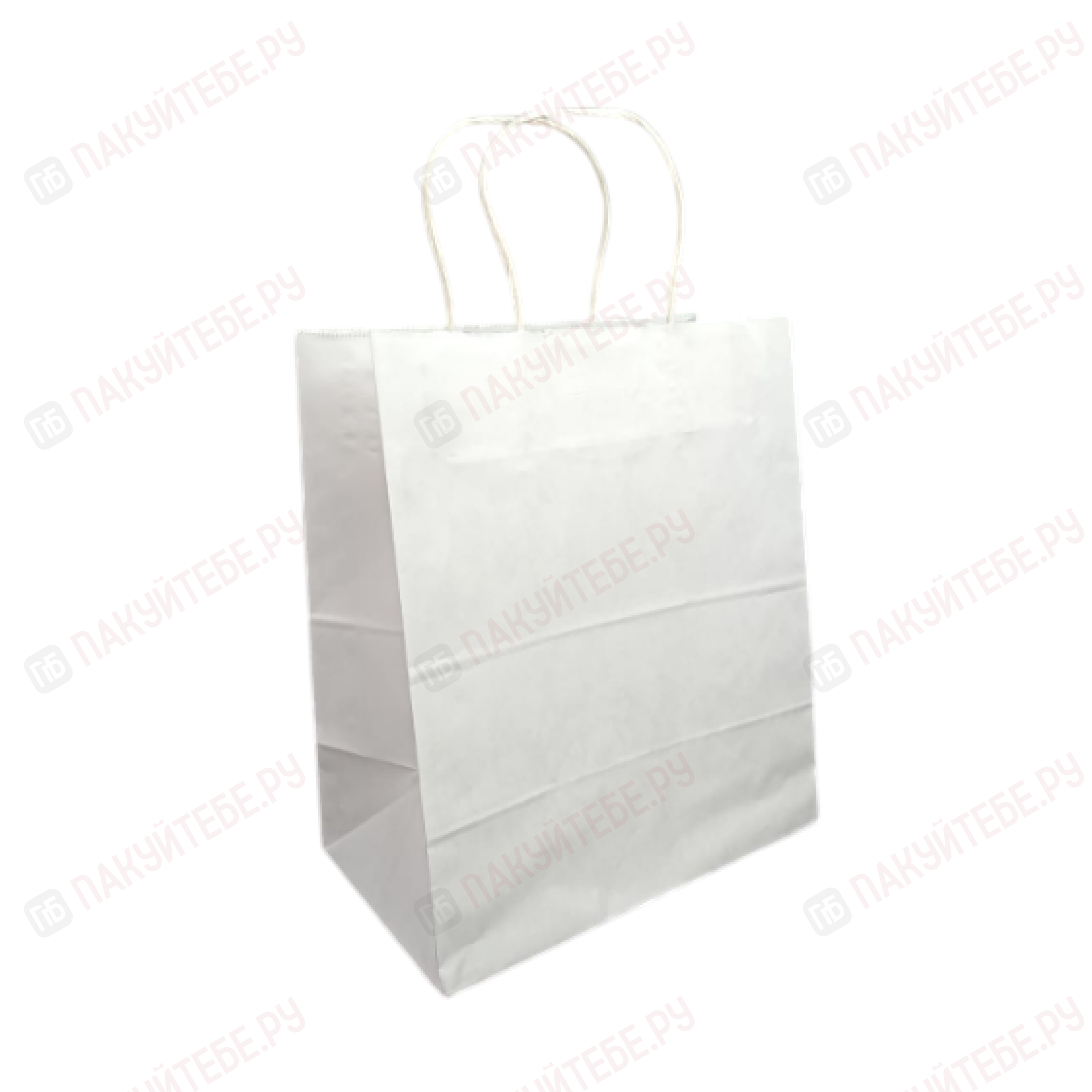 Пакет бумажный, белый, с кручеными ручками 240х140х280мм (80гр)