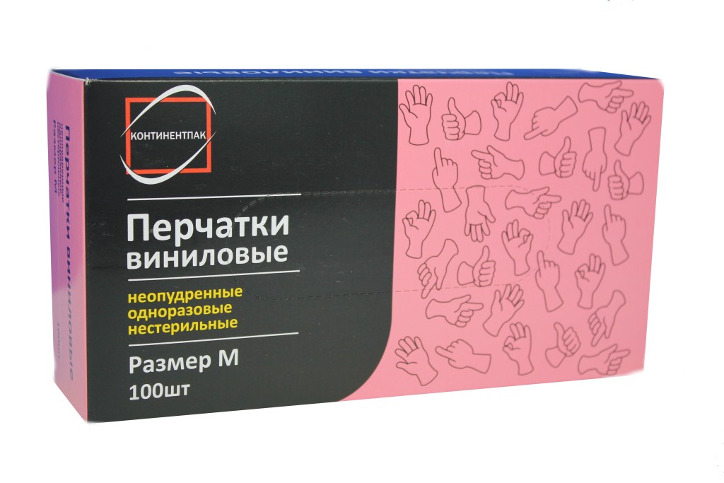 Перчатки винил (50пар/100шт) Континентпак