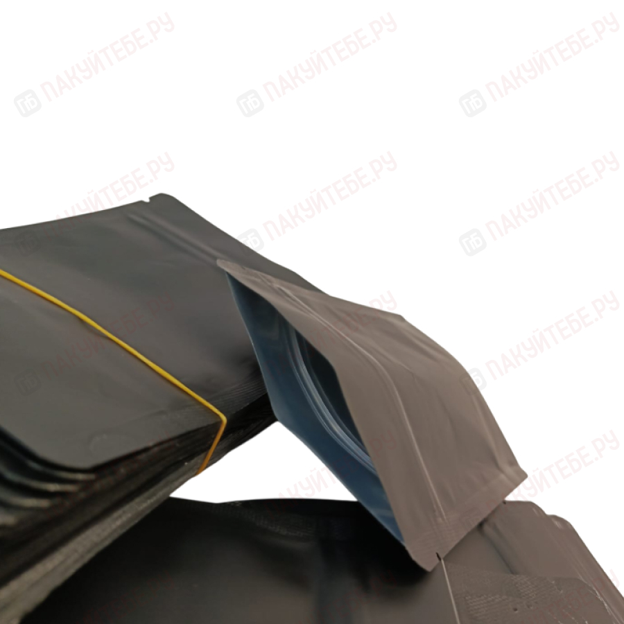 Пакет Дой-пак 105х150мм (35+35мм), черный матовый, металлизир. внутри, с замком zip-lock