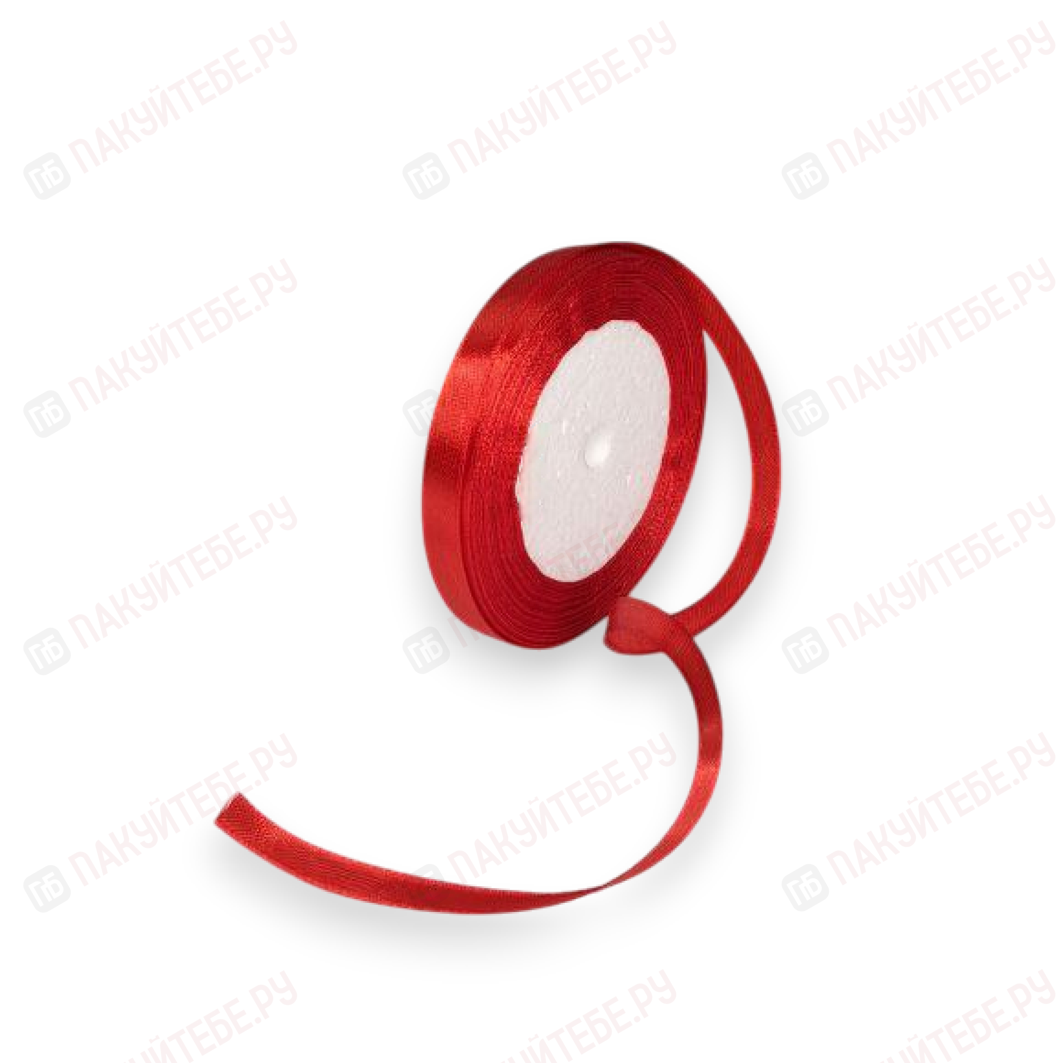 Лента атласная 1см*25 ярд, красный
