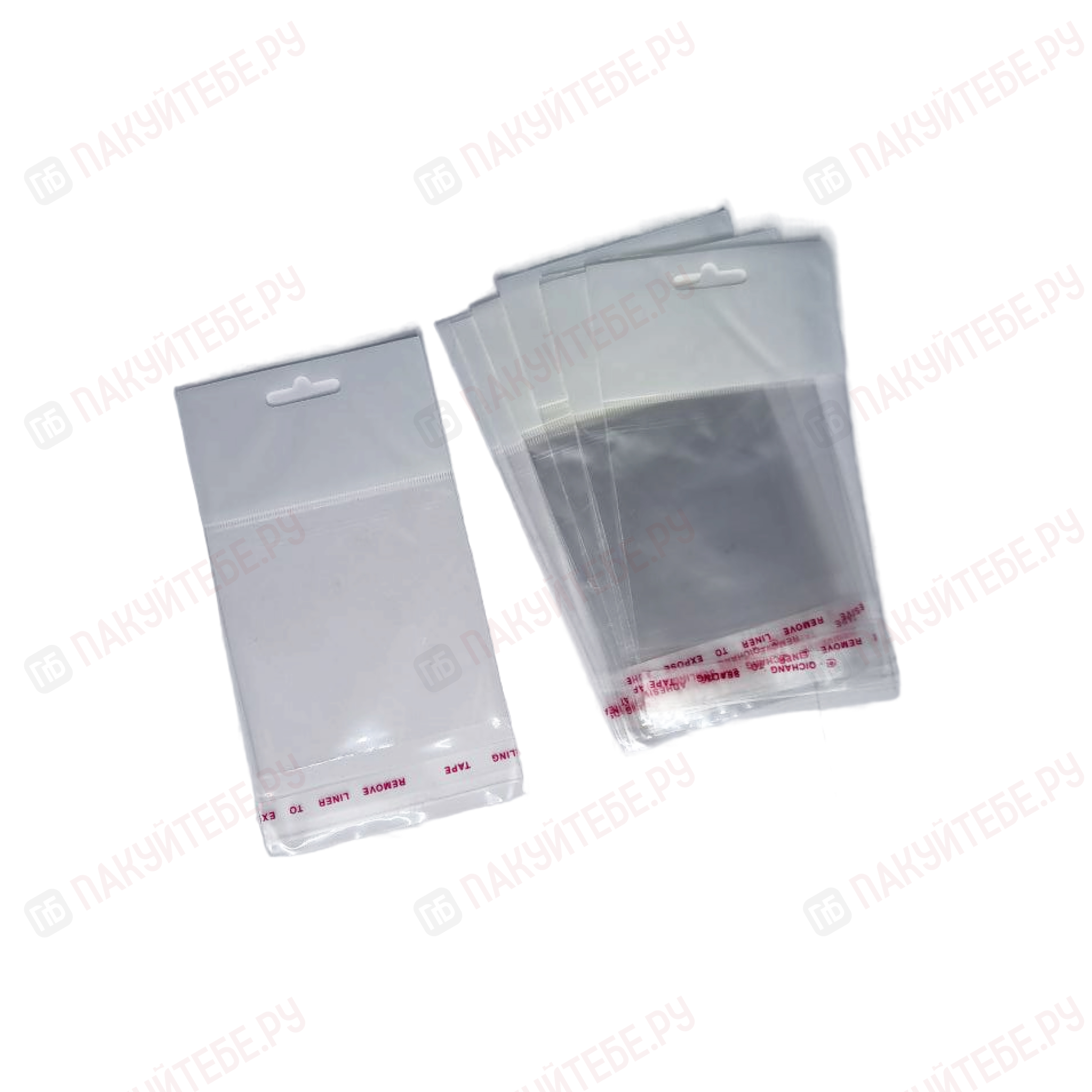 Пакет БОПП с европодвесом, ПП (25мкм), 50+80х80+30мм