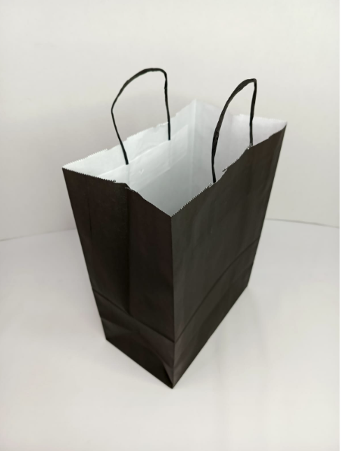 Пакет бумажный, черный, с кручеными ручками, 260х150х350 (80гр/м2)