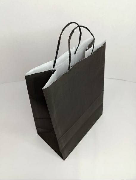 Пакет бумажный, черный, с кручеными ручками, 260х150х350 (80гр/м2)